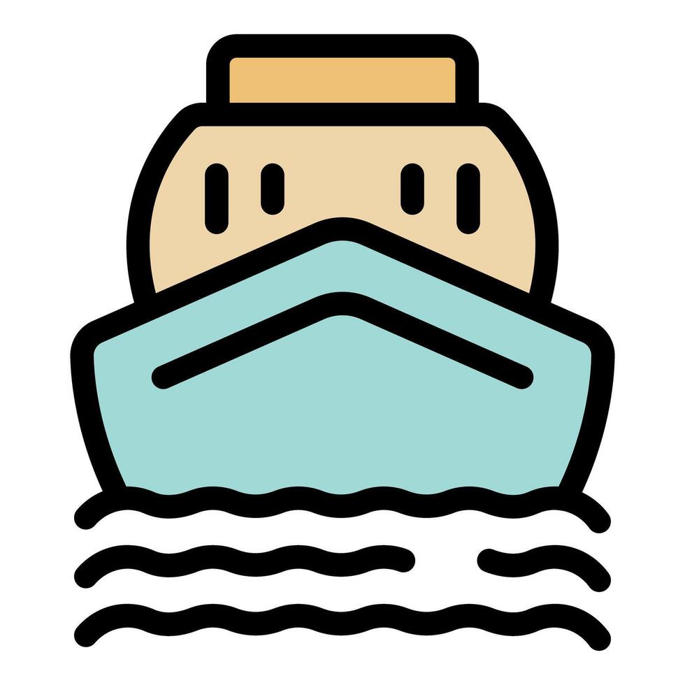 Passenger ferry boat sailing on water with windows and bridge vector
