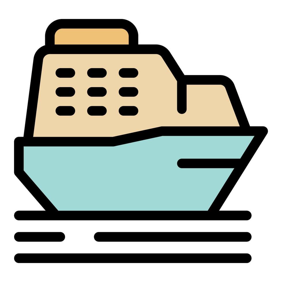 Passenger ferry boat sailing on water with windows and navigation bridge vector