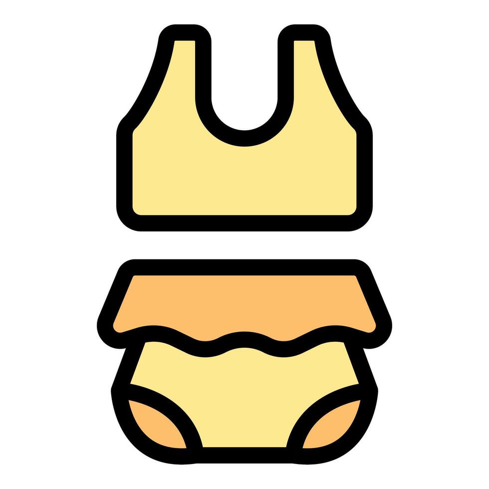 Yellow bikini with flounce detail adding a touch of elegance to summer beachwear vector