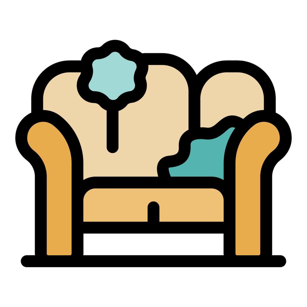 Dirty sofa showing stains and needing cleaning service vector