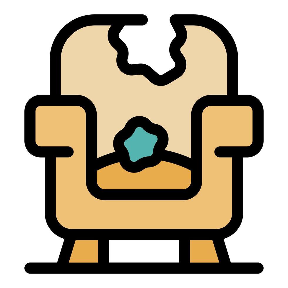 Torn pet bed with toy showing comfort and destruction vector