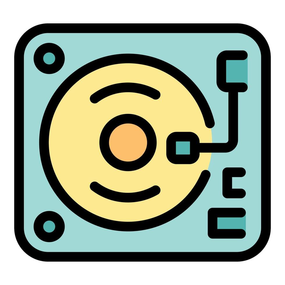 Vinyl record player playing music with turntable and needle vector