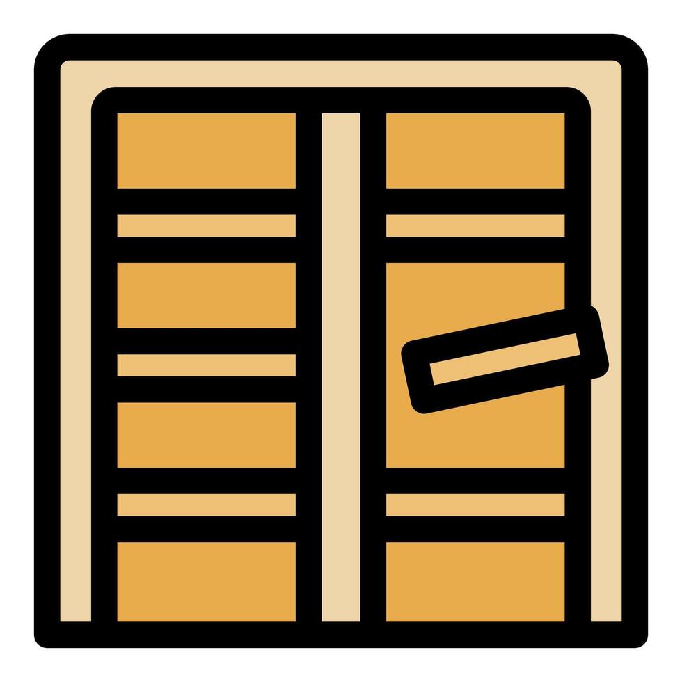 Closed wooden shutters are blocking sunlight, providing privacy and security vector