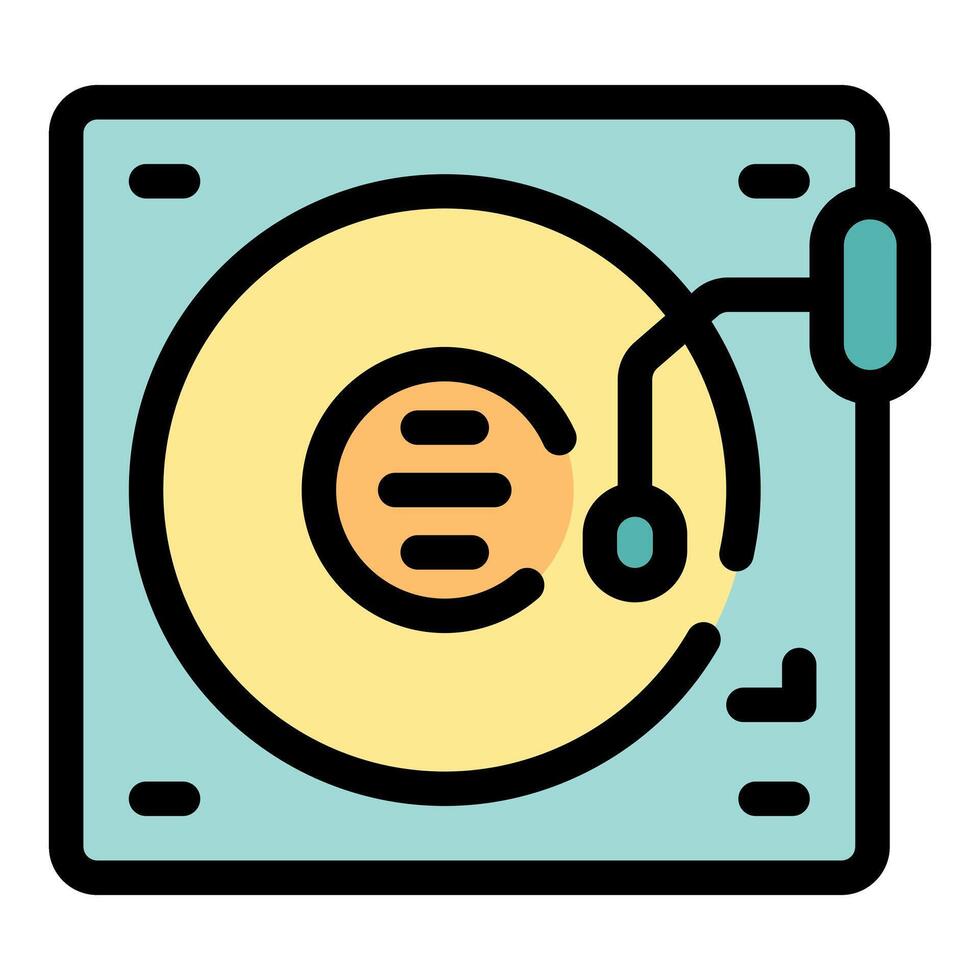 Vinyl record player playing music with turntable and needle vector