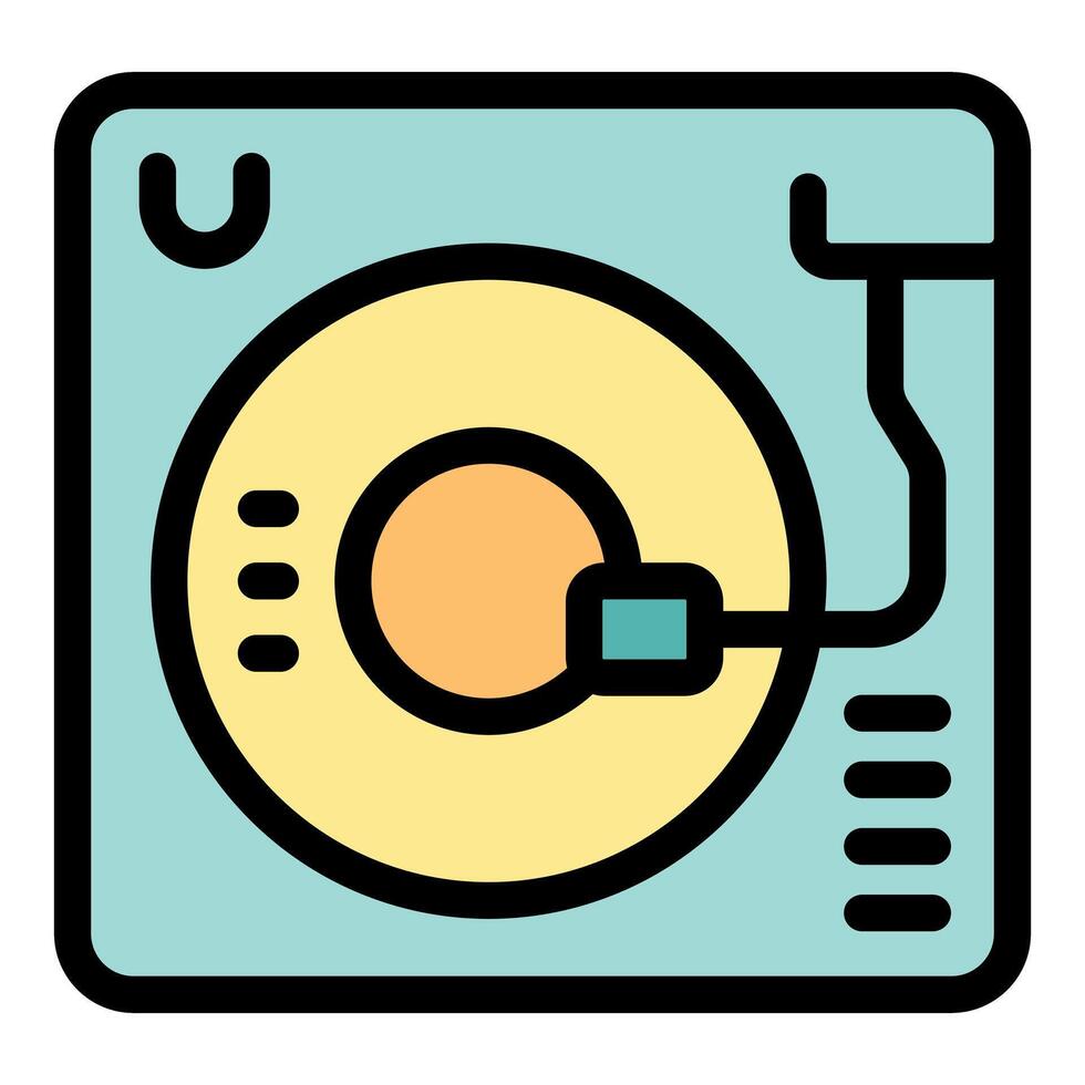 Vinyl record player playing music with tonearm on disc vector