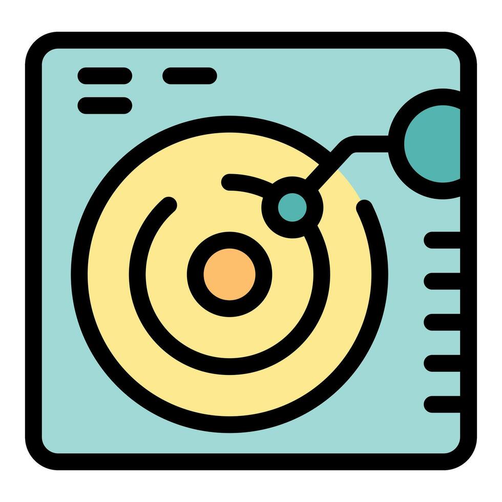 Vinyl record player playing music with tonearm and disc vector