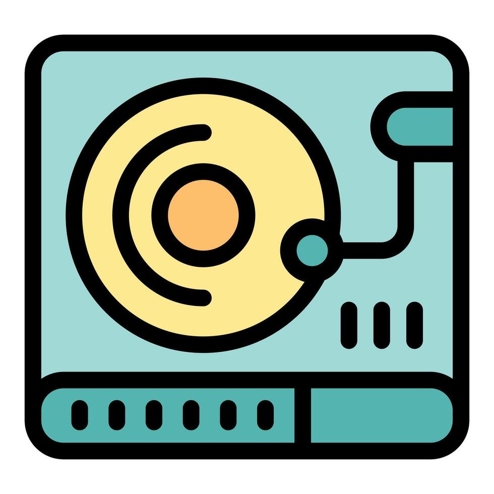 Vinyl record player playing music with buttons and display vector