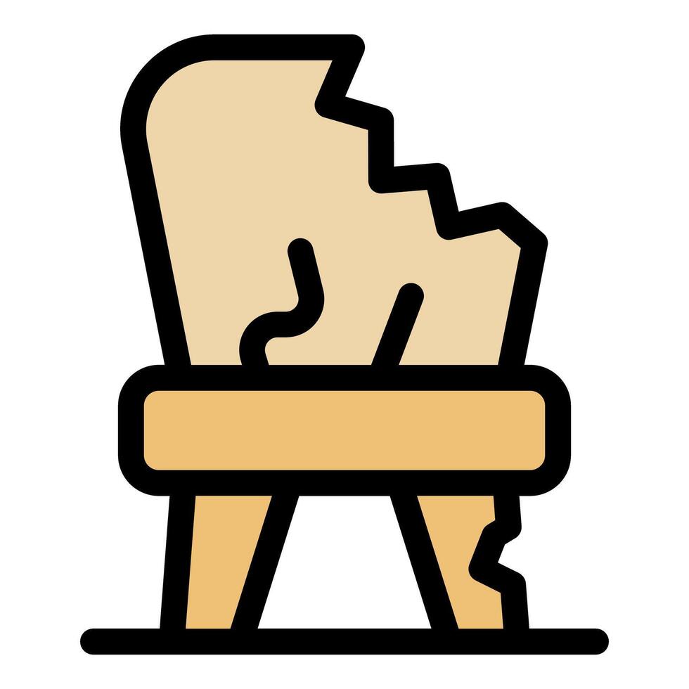Broken chair depicting destruction and abandonment in simple style vector