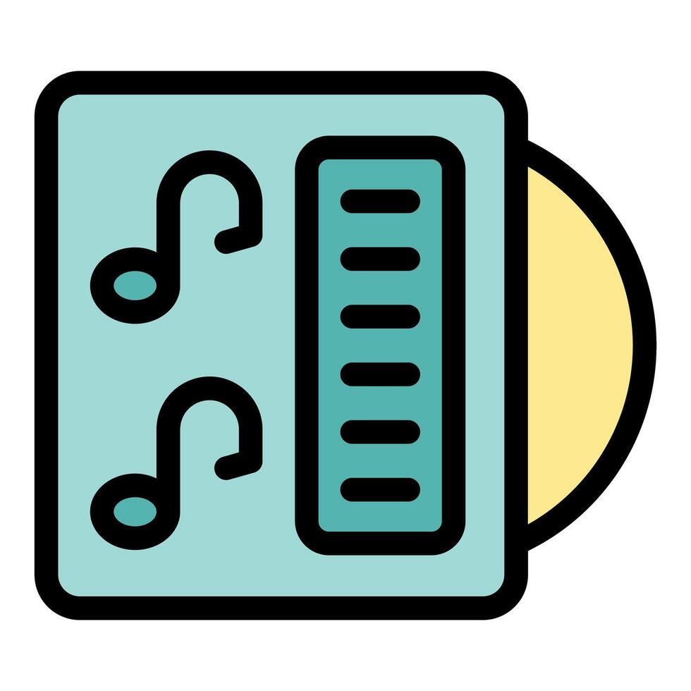 Vinyl record with cover showing musical notes and frequency bars, embracing the analog sound vector