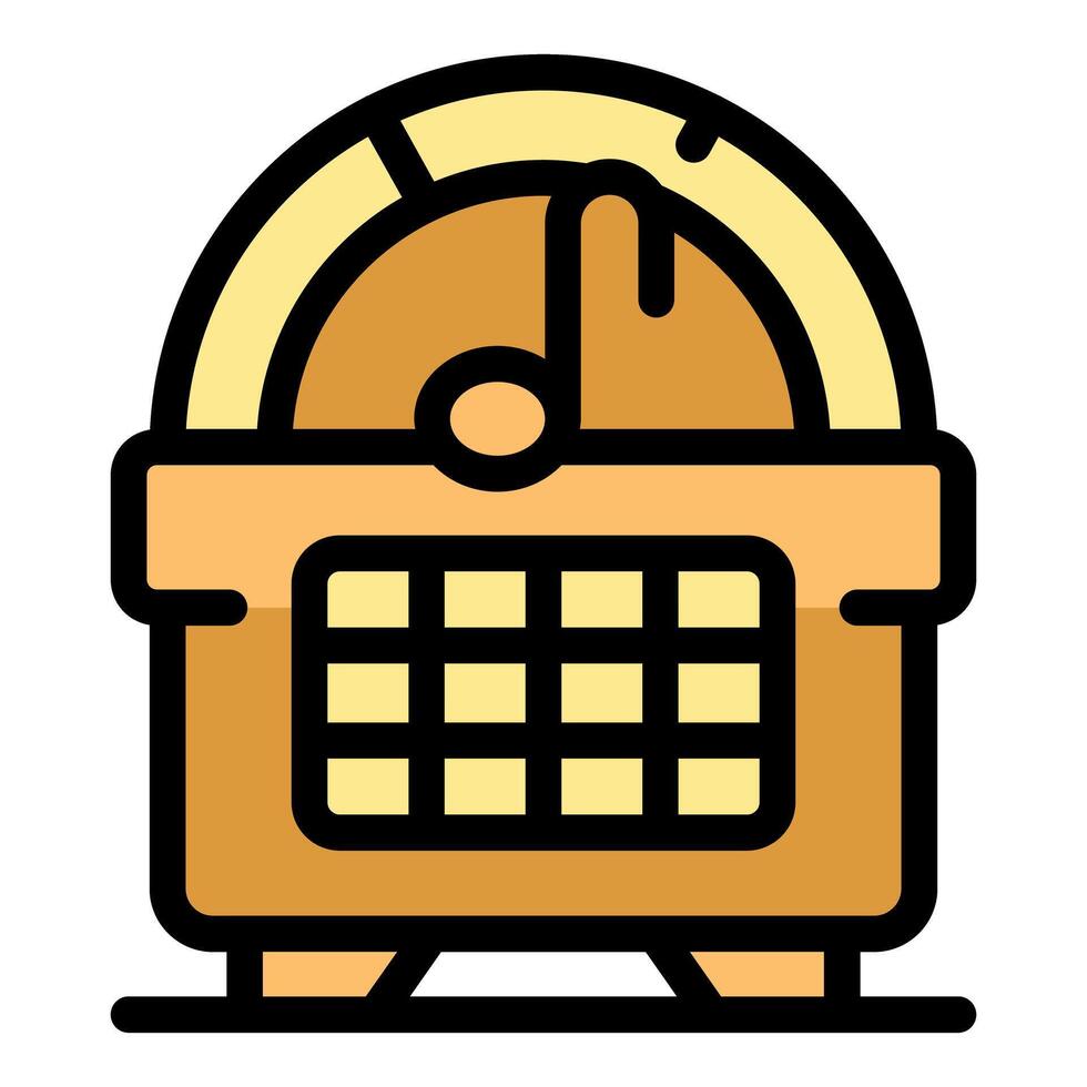 Jukebox playing music, retro nostalgia in a colorful icon vector