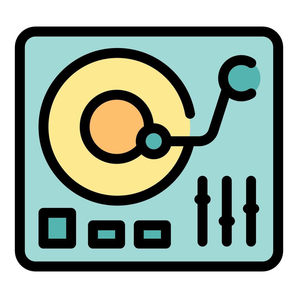 Vinyl record player playing music with faders and buttons vector
