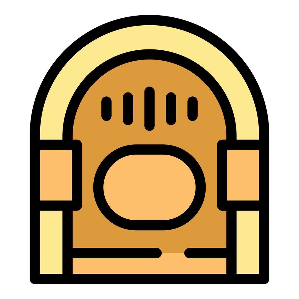 Vintage radio playing music with arch design vector