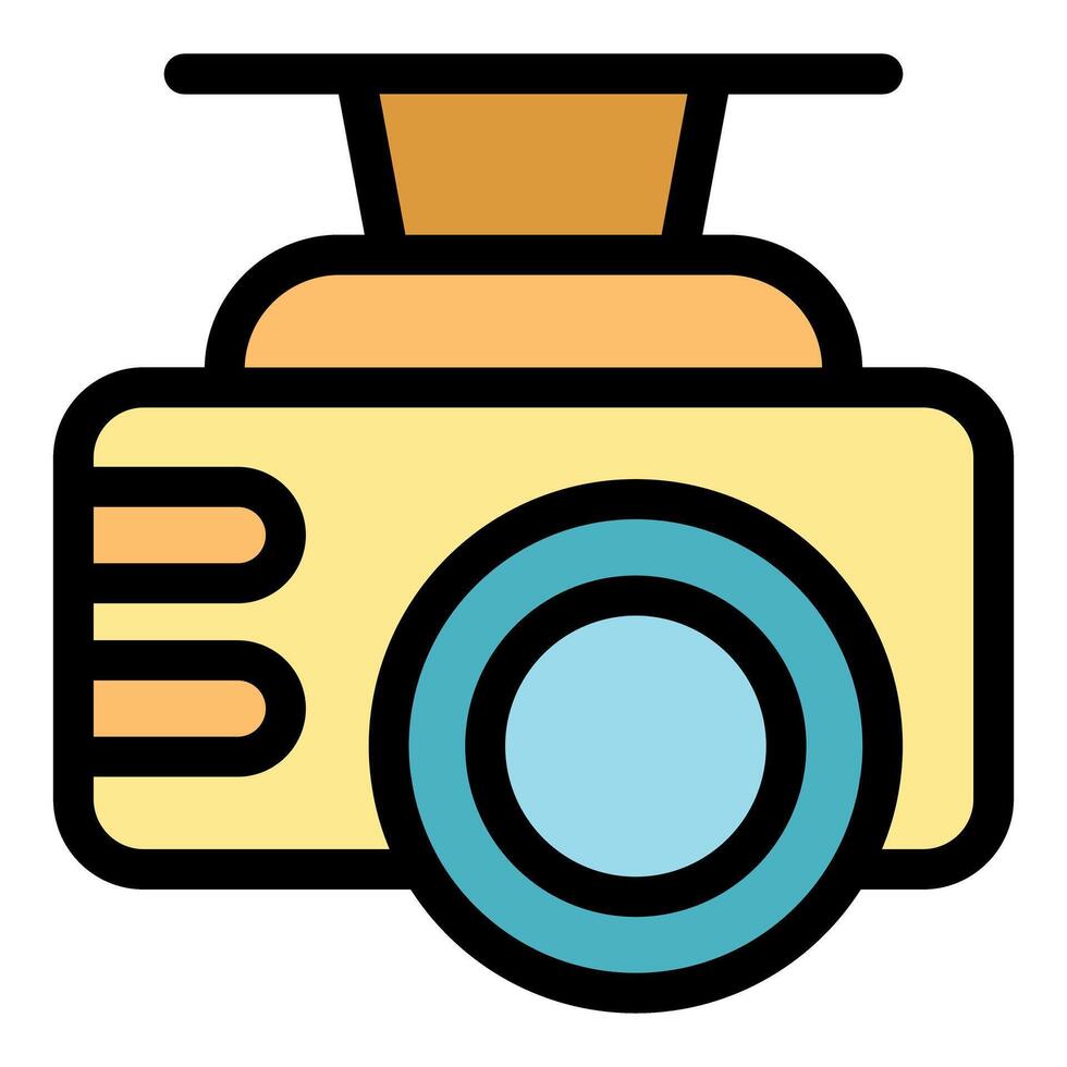Dashcam recording road traffic, ensuring safety and gathering evidence vector