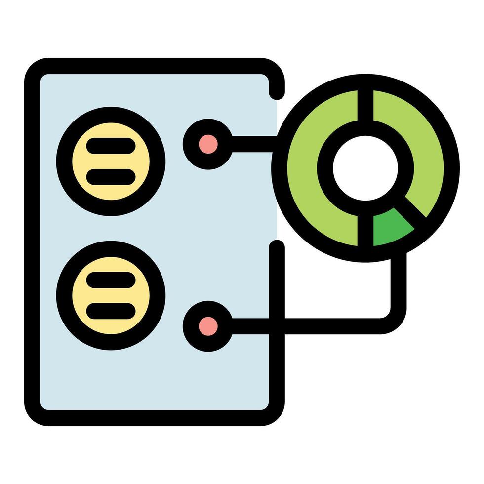 Server connecting to pie chart representing data analysis and statistics vector