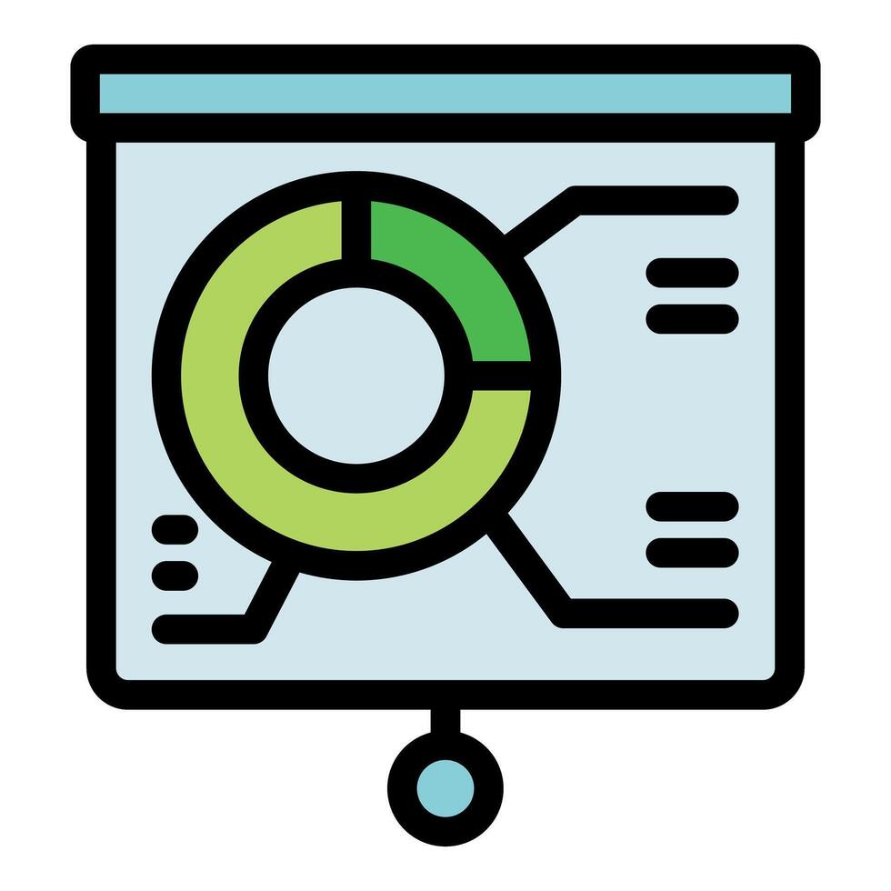Presentation slide displaying a pie chart and data analysis vector
