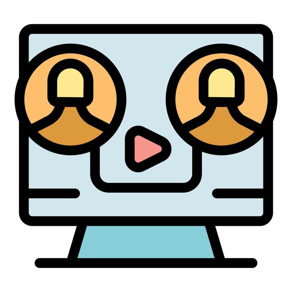 conference playing on desktop computer screen, connecting people online vector