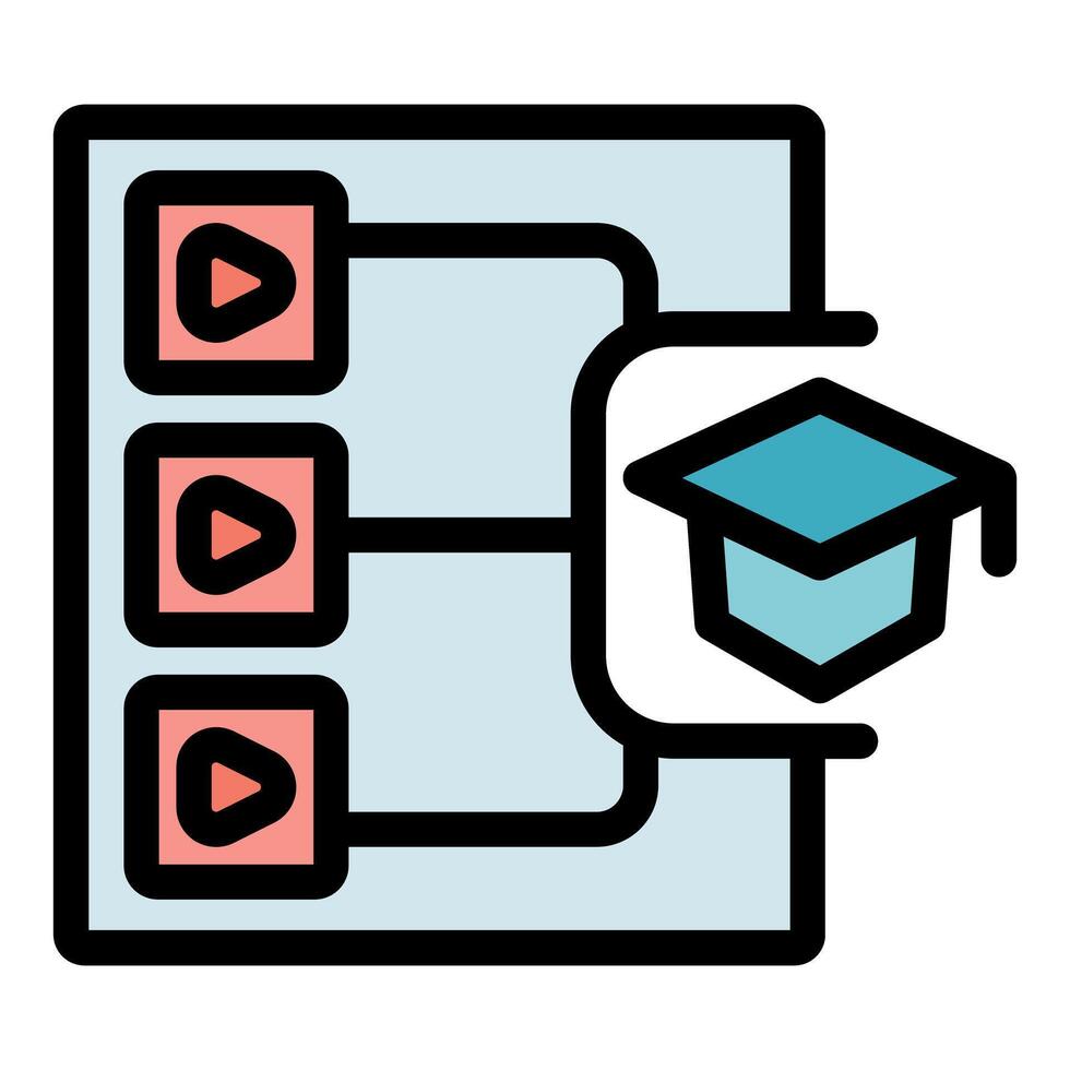 Online education icon showing learning and graduation cap vector