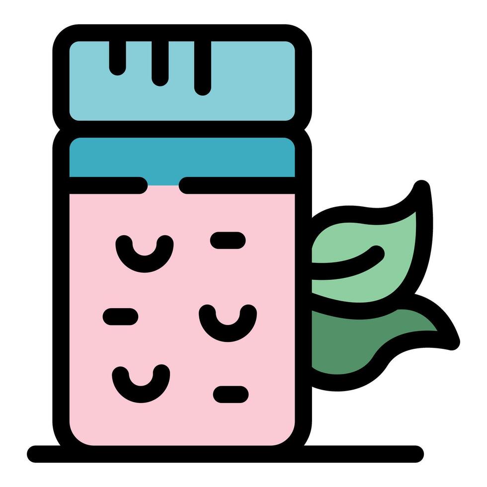 Herbal cream in a jar with leaves symbolizing natural ingredients vector