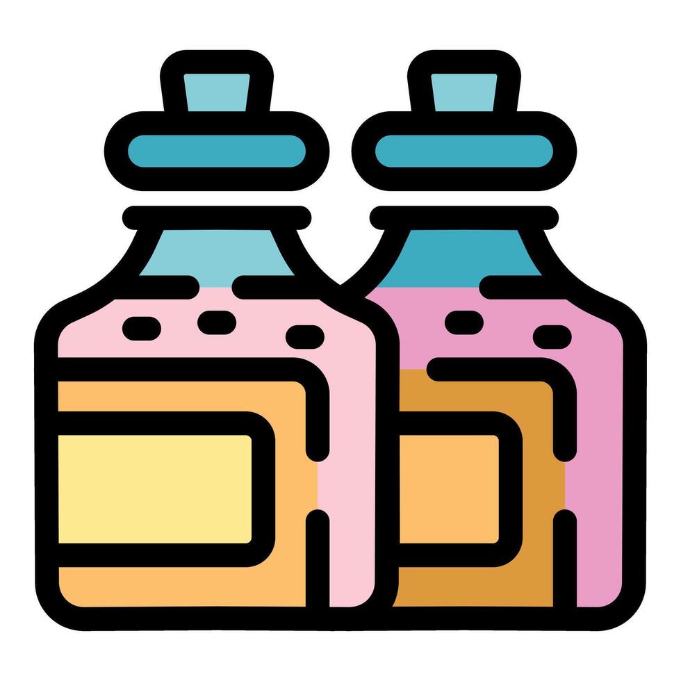 Two colorful bottles containing cleaning products for household chores vector