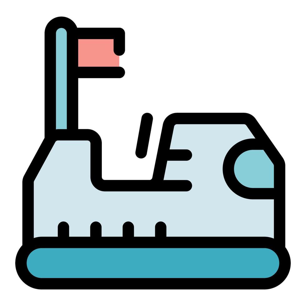 Bumper car moving fast with flag and speed lines illustration vector