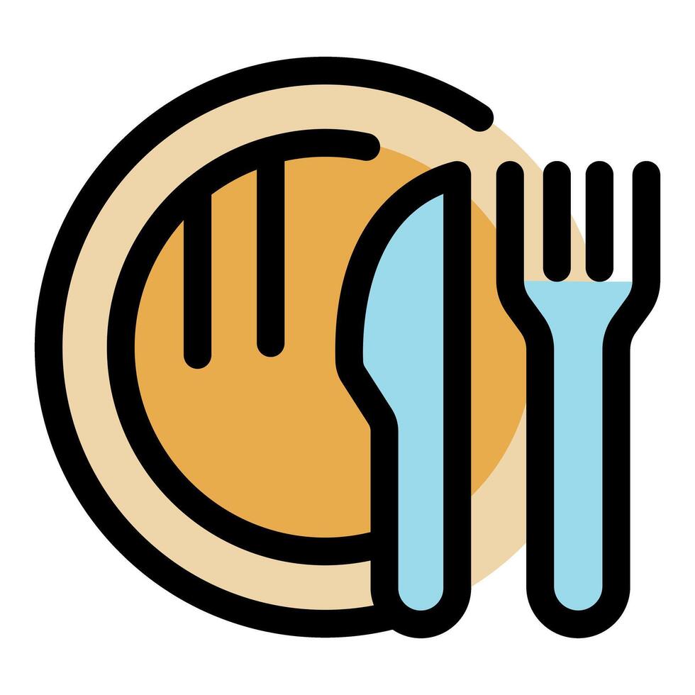 Knife and fork beside plate suggesting dining etiquette vector