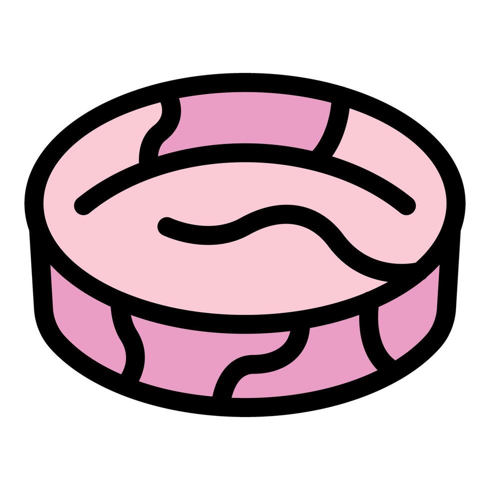 Pink round slice of meat showing marbling texture vector
