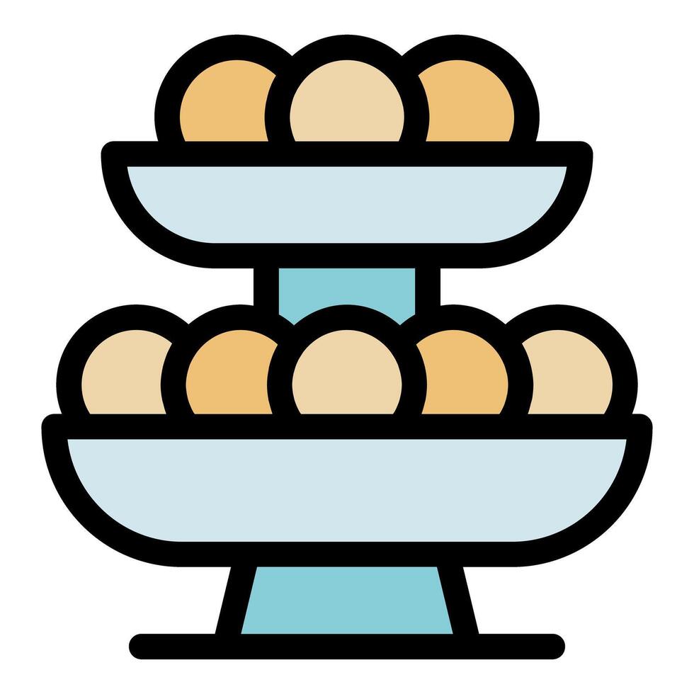 Two tiered serving tray displaying round food items vector