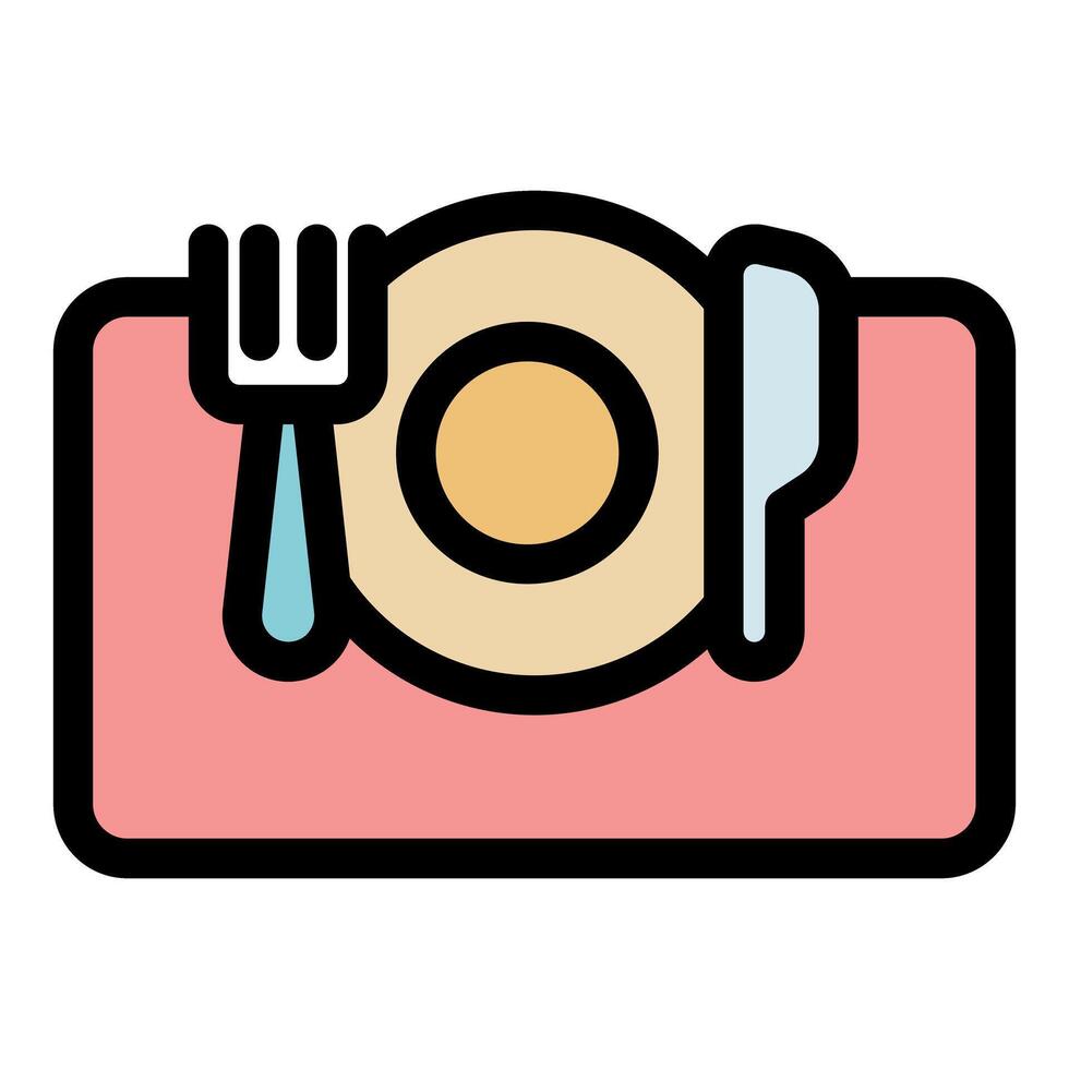 Fork, knife, and plate on placemat, ready for dining vector
