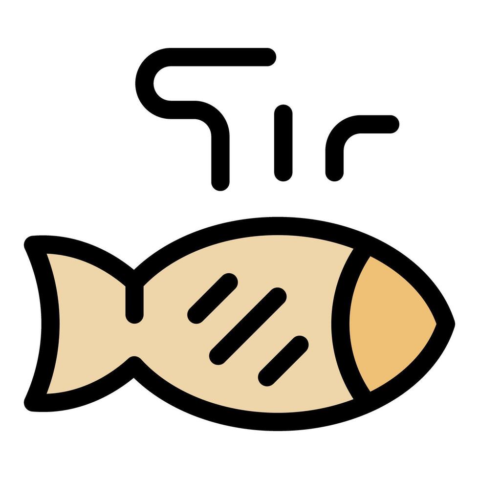 Grilled fish releasing aromatic smoke, a culinary delight vector