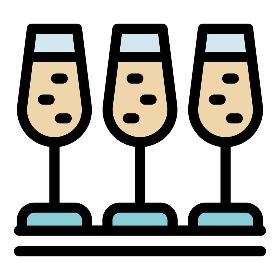 Three sparkling champagne flutes resting on a serving tray, ready for a celebration vector