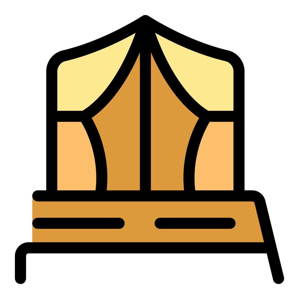 Camping tent over bed providing shelter and rest vector