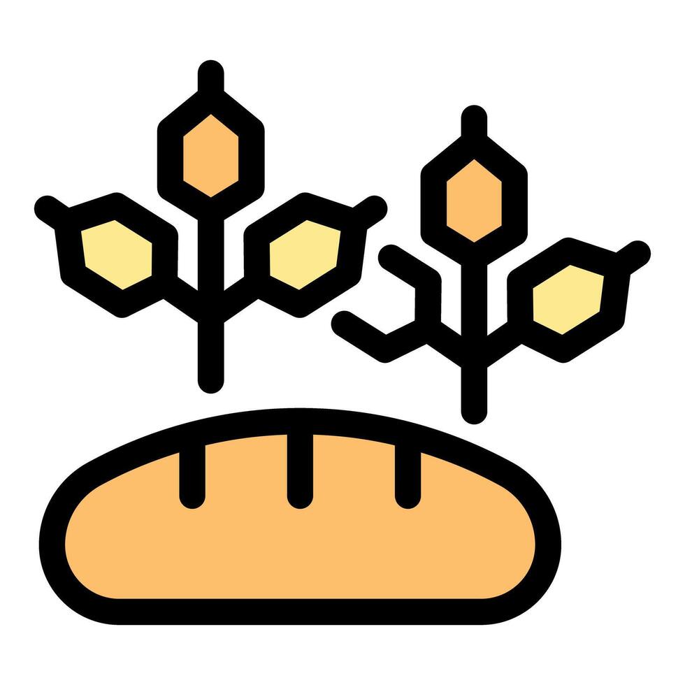 Bread loaf below honeycomb and wheat stalks growing upwards vector