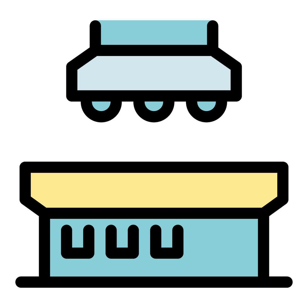 Magnetic levitation train hovering over platform icon illustration vector