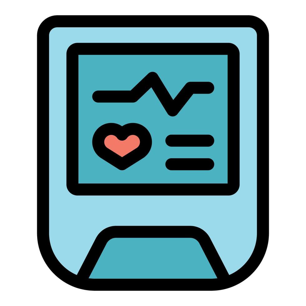 Glucometer showing heartbeat and blood sugar level with display icon vector