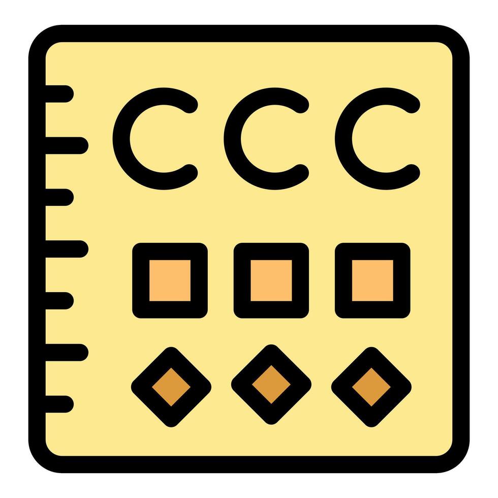 Eye test chart showing decreasing size of symbols for measuring visual acuity vector