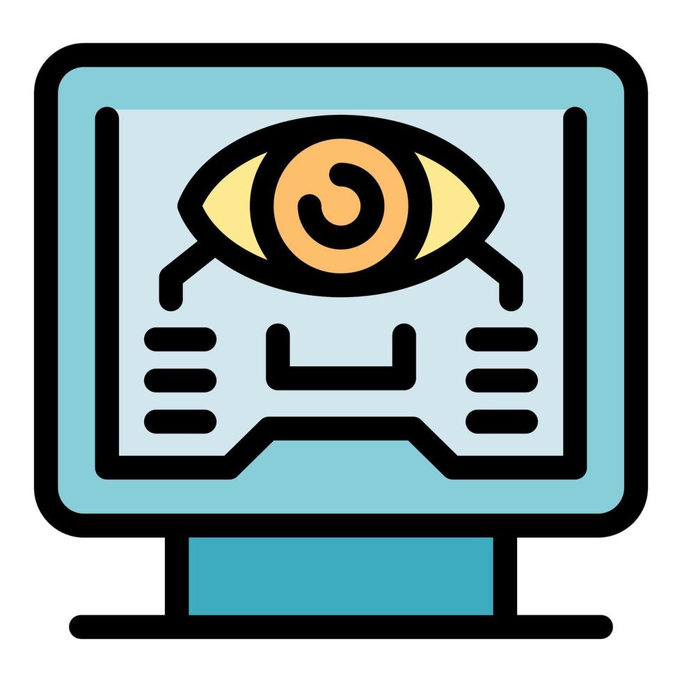 Eye tracking software showing eye on computer screen vector