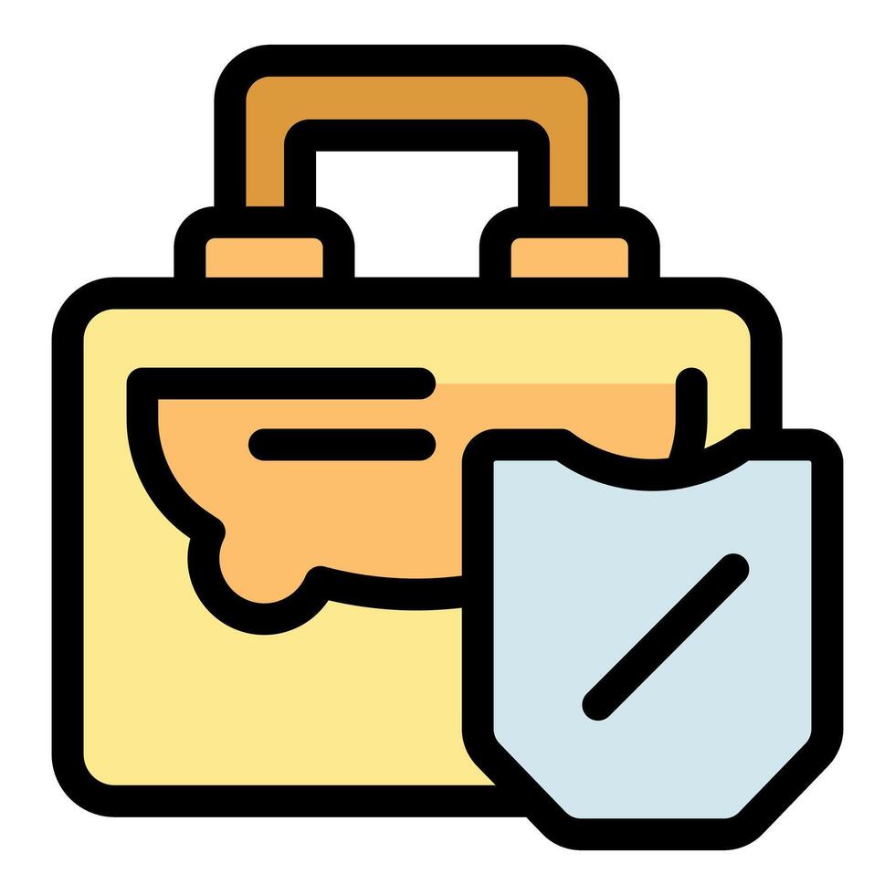 Secure briefcase protecting valuable business documents with shield icon vector