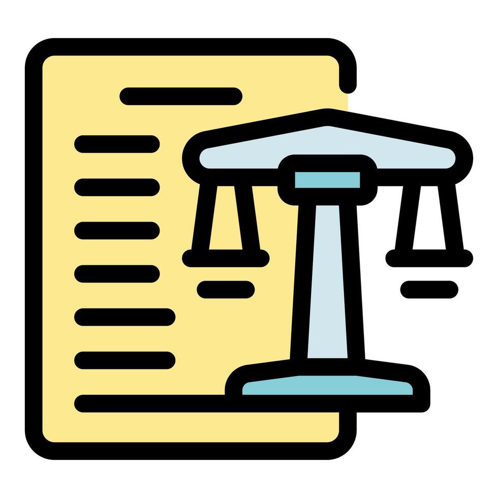 Balancing act, legal document and scales of justice ensuring fair judgment vector
