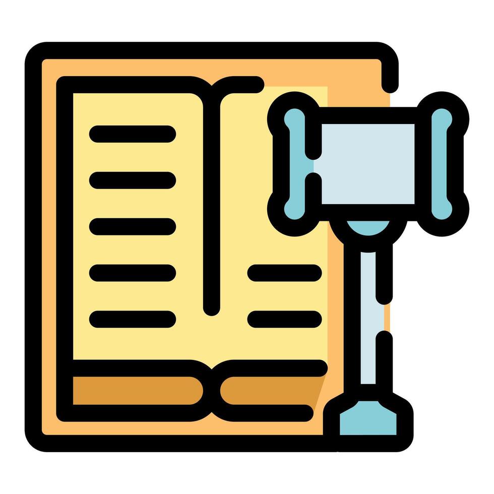Judge gavel striking near open law book representing justice system vector