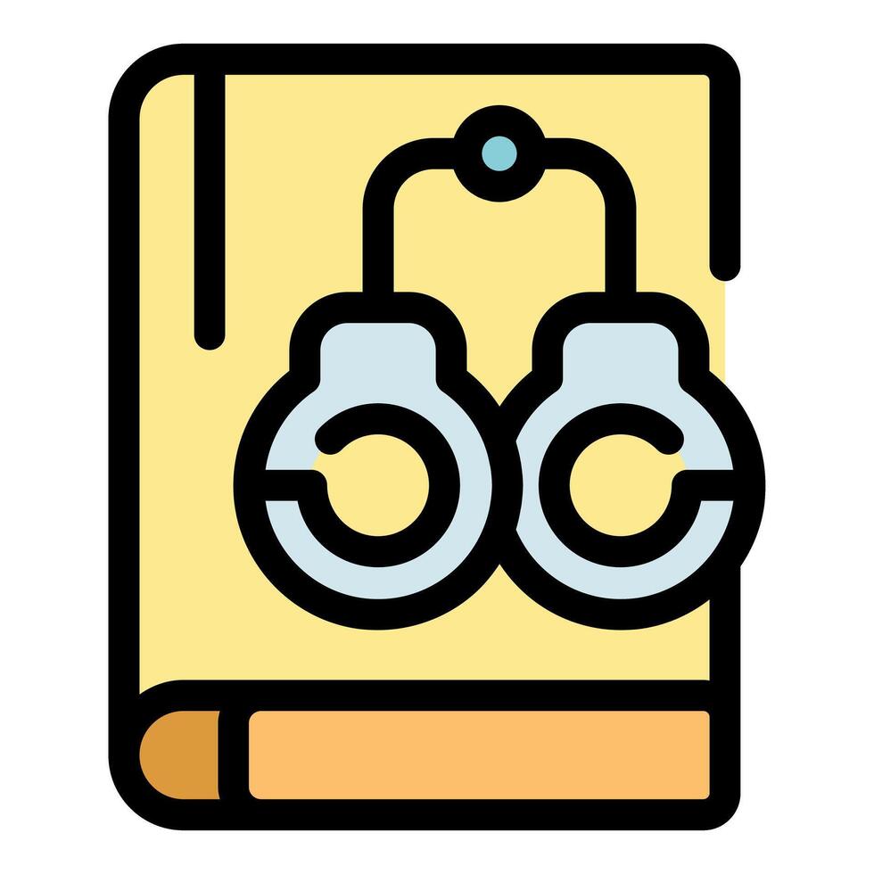 Criminal book with handcuffs symbolizing imprisonment for crime vector