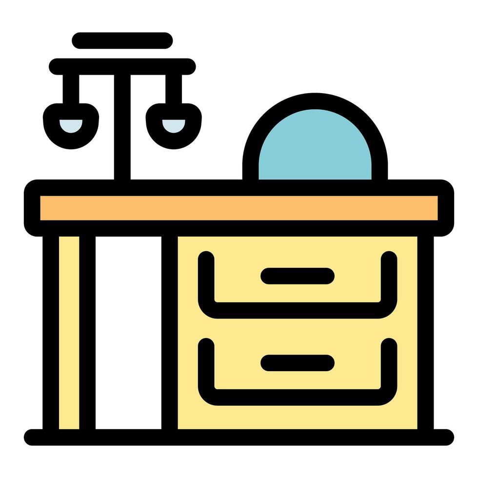 Changing table with hanging toys providing comfort and entertainment for babies vector
