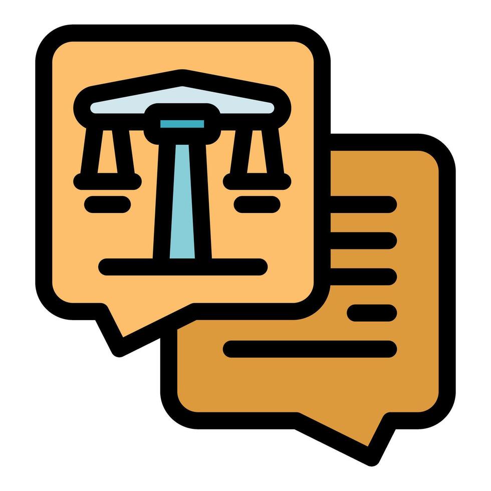 Online legal advice, scales of justice inside speech bubble representing consulting services vector