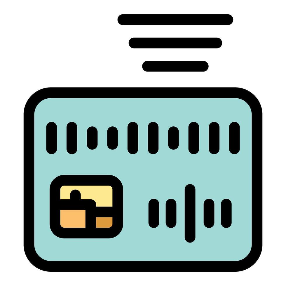 Contactless payment with credit card showing wireless signal vector