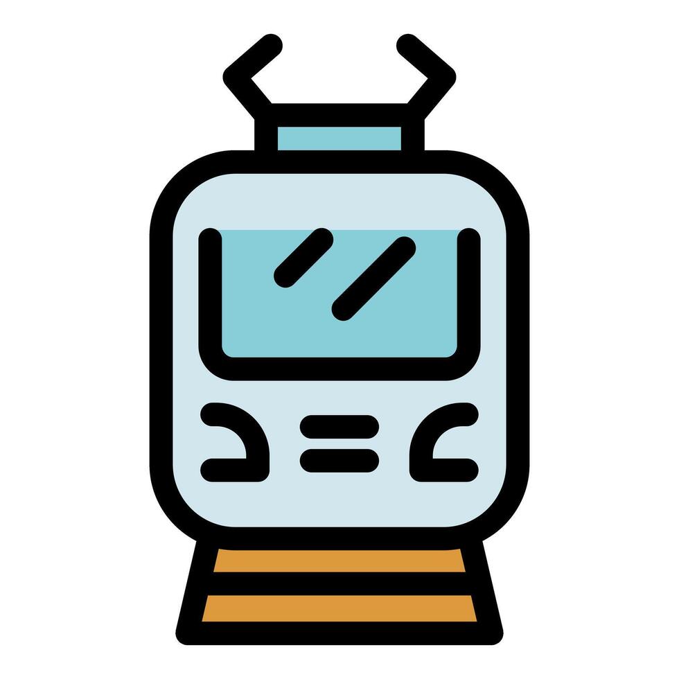 Modern electric train moving on railway track icon vector