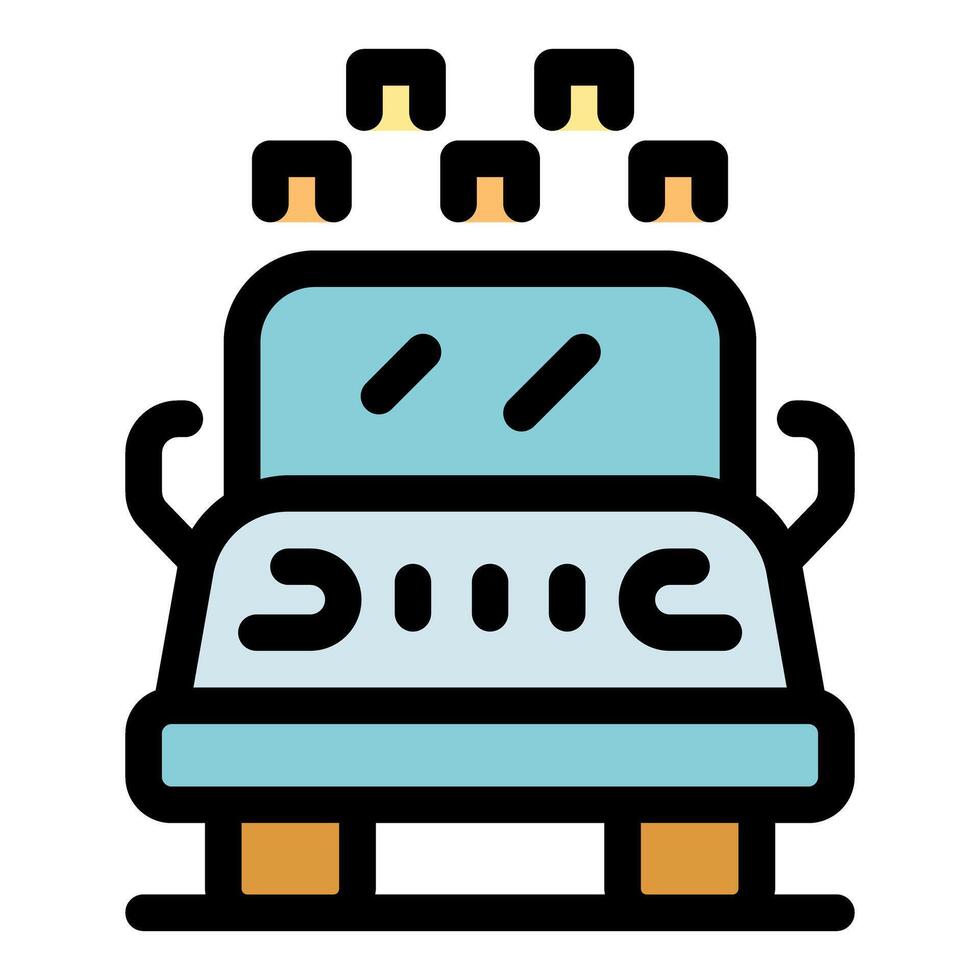 Loader truck carrying building blocks in construction site icon vector