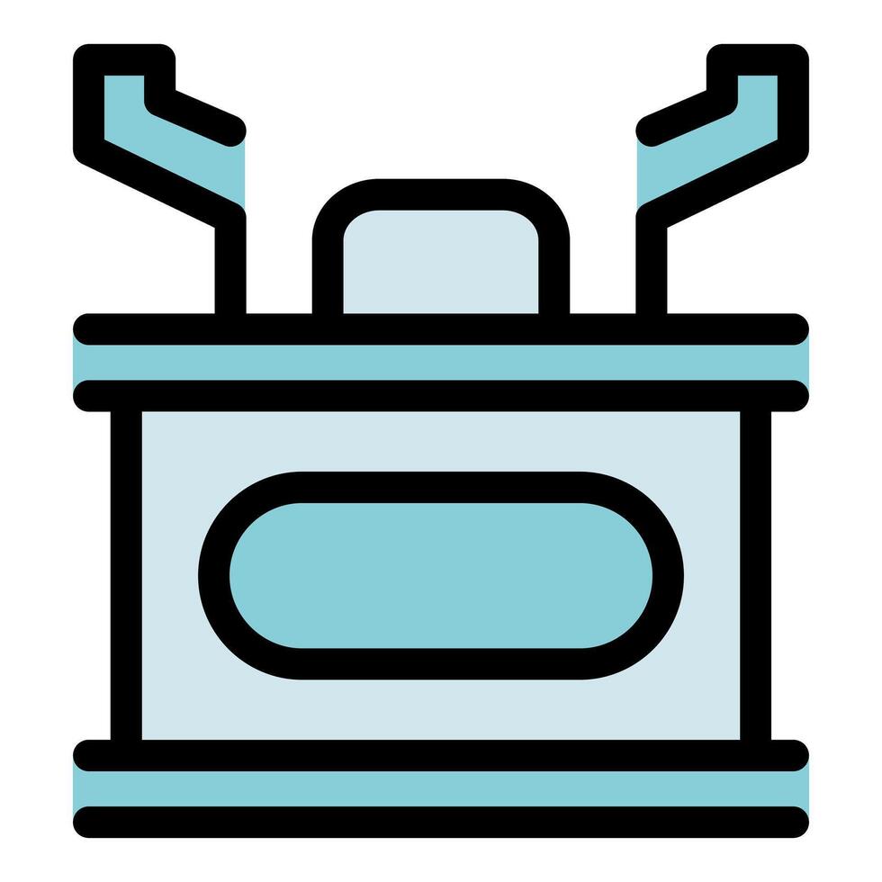 Portable camping stove with two burners for outdoor cooking vector