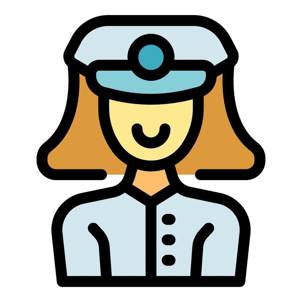 Smiling bus driver wearing uniform and hat, representing public transport and passenger safety vector