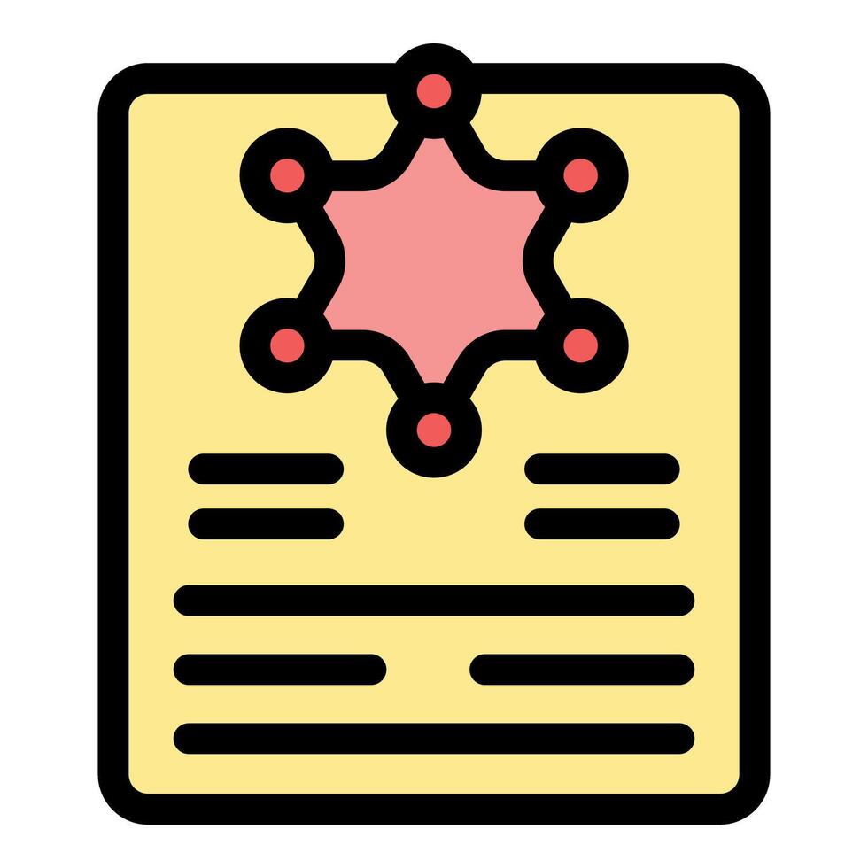 Police badge on document representing law enforcement and justice vector