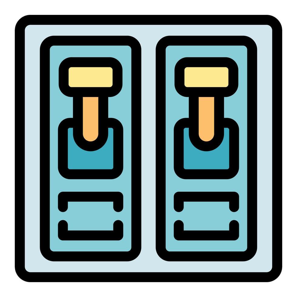 Double toggle switch controlling electrical circuit panel vector