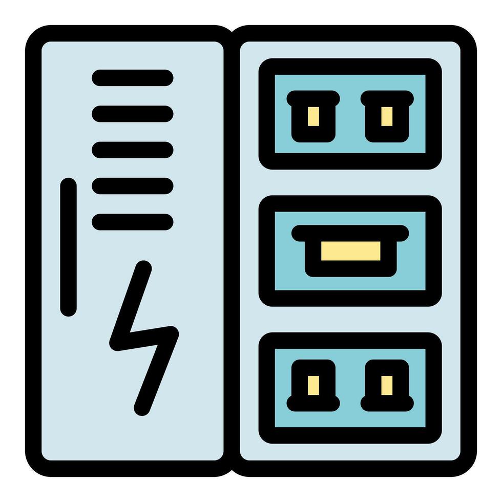 Electrical cabinet controlling power supply with fuses and switches vector